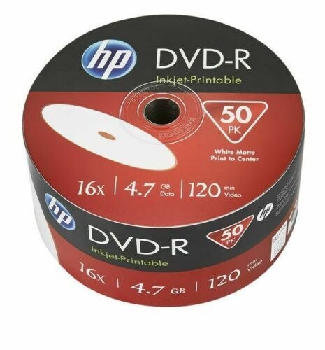 Płyta HP DVD-R 4.7GB 16x (50szt) SPINDEL, bulk WHITE INKJET PRINTABLE do nadruku DME00070WIP Maxell