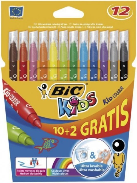 Flamastry BIC Kids Kid Couleur 10+2szt, 9202942 Bic