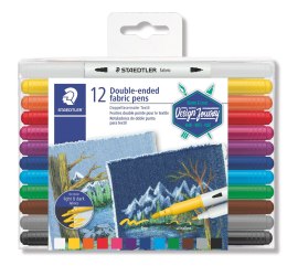 Flamastry dwustronne, do tkanin, Design Journey, 12 kol, Staedtler S 3190 TB12 Staedtler