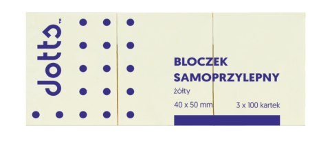 Bloczek samoprzylepny DOTTS 40x50 żółty 100 kartek (3szt) (NS50/40/3/D) Dotts