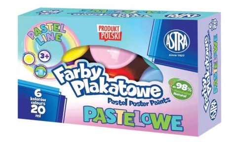 Farby plakatowe pastelowe Astra 6 kolorów - 20 ml, 301121001 Astra