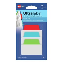 Ultra Tabs - samoprzylepne zakładki indeksujące, kolorowe, klasyczne, 50,8x38, 24 szt., Avery Zweckform 74754 Avery Zweckform