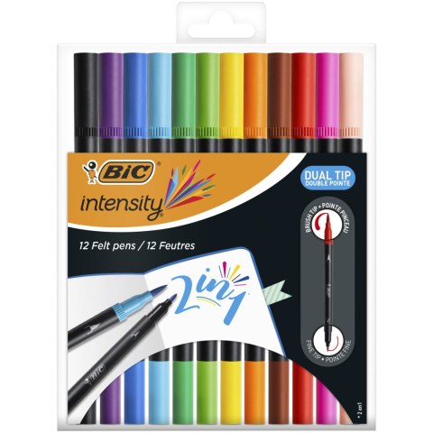 Flamastry dwustronneBIC Intensity Dual Tip Etui 12szt, 989695 Bic