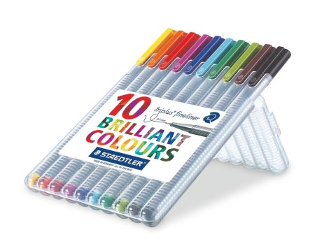 Cienkopis triplus, trójkątny, 0.3 mm, 10 kol. w etui box, Staedtler S 334 SB10 Staedtler