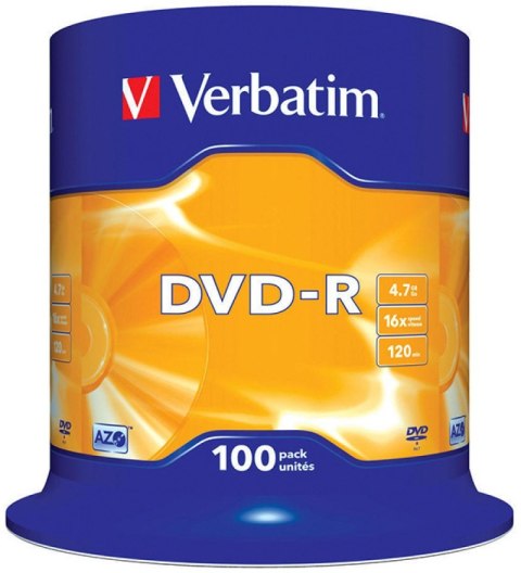 Płyta DVD-R VERBATIM CAKE(100) Matt Silver 4.7GB x16 43549 Verbatim