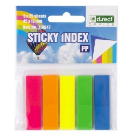 Zakładki indeksujące PET 12x45mm 5x25szt STICKY INDEX 110047 D.RECT D.Rect