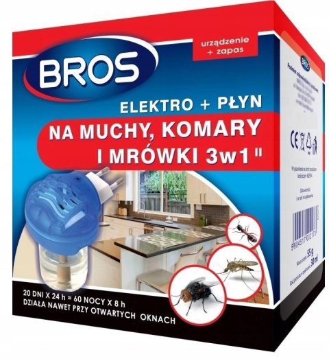 BROS elektryczny + płyn na komary, muchy i mrówki Bros