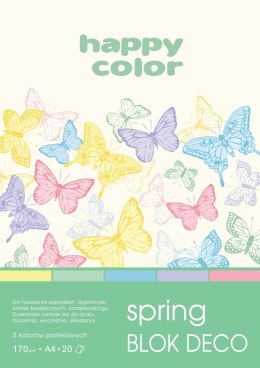 Blok Deco Spring A4, 170g, 20 ark, 5 kol., Happy Color HA 3817 2030-110 Happy Color