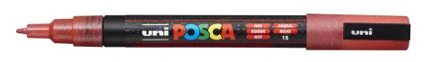 Marker z tuszem pigmentowym PC-3ML brokatowy czerwony POSCA UNPC3ML/DCE Posca