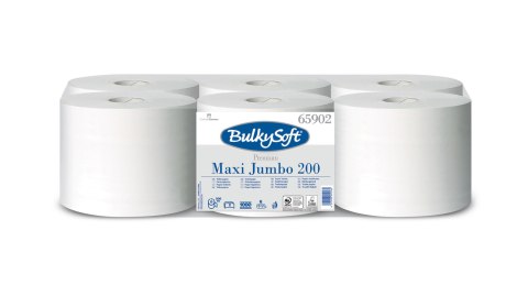 Papier toaletowy BulkySoft centralnego dozowania, 2 warstwy, kolor biały, celuloza, długość roli 200m., 6 rolek, 65902 BulkySoft