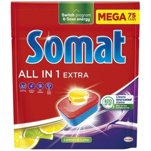 SOMAT Tabletki do zmywarki MEGA 75 szt. All in one Extra Lemon 09282 Domestos