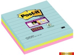 Bloczek samoprzylepny POST-IT_ Super Sticky w linie, (675-SS3-MIA), 101x101mm, 3x70 kart., paleta Miami Post-It 3M