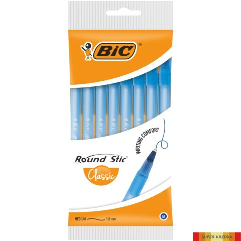 Długopis BIC Round Stic Classic niebieski, blister 8szt, 928497 Bic