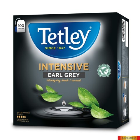 Herbata TETLEY INTENSIVE EARL GREY czarna 100 saszetek z zawieszką Tetley