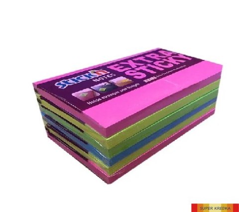 Notes samoprzylepny EXTRA STICKY 76x127mm 4 kol.neon/90 kart. 6szt. STICK`N 21687 Stick__n