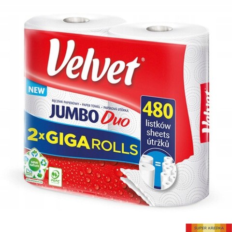 Ręcznik VELVET JUMBO DUO 2 rolki 2warstwy 2x240listków Velvet