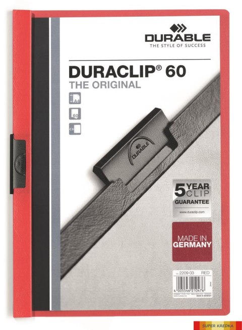 Skoroszyt DURABLE DURACLIP Original 60 czerwony 2209-03 Durable