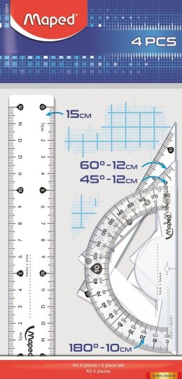 Zestaw geometryczny (linijka 15cm, 2 ekierki, kątomierz) 242815 MAPED Maped