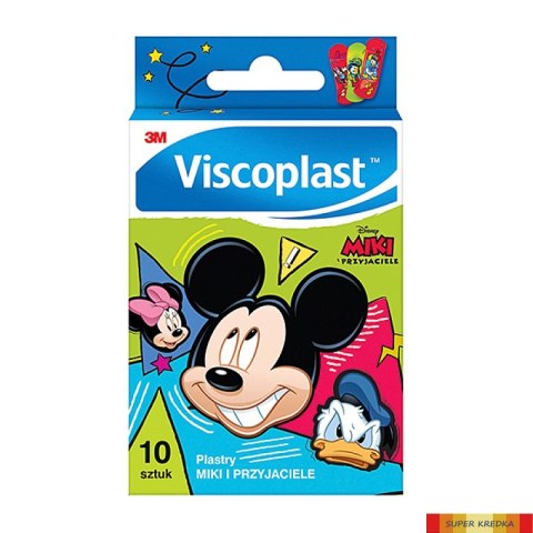 Zestaw plastrów VISCOPLAST, 10szt., MIKI I PRZYJACIELE, MIX KOLOR Viscoplast 3M