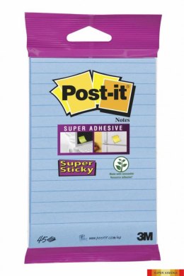 Bloczek samoprzylepny POST-IT_ Super sticky, (6844-L-NB), 152x102mm, 45 kart., zawieszka, niebieski Post-It 3M