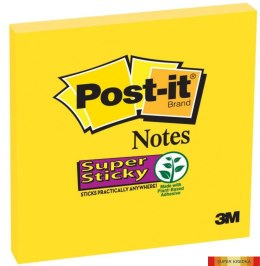 Bloczek samoprzylepny SUPER STICKY 654-S 76X76MM, 1X90kartek, żółty 3M Post-It 3M