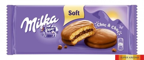 Ciastka MILKA CHOC&CHOC biszkoptowe z nadzieniem kakaowym i kawałkami czekolady 150g Noname