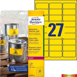 Etykiety Heavy Duty L6105-20 63,5 x 29,6 20 ark. żółte, poliestrowe, Avery Zweckform Avery Zweckform
