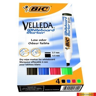 Marker suchościeralny BIC Velleda ECOlutions 1751 mix AST 4szt, 904950 Bic