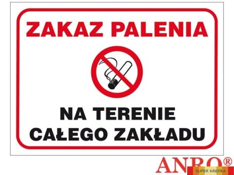 Naklejka ZAKAZ PALENIA NA TERENIE CAŁEGO ZAKŁADU ZZ-51P/F 250X350 Reis