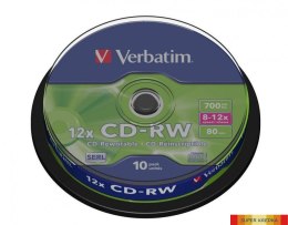 Płyta CD-RW VERBATIM CAKE(10) 700MB x12 43480 Verbatim