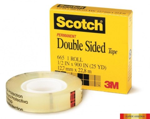 Taśma biurowa, dwustronna SCOTCH (665), 12mm, 22,8m, 3M-70007027314 Scotch 3M