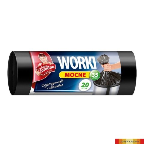 Worki na śmieci 35l mocne HDPE (20szt.)czarne ANNA ZARADNA WNS2207/80SH Anna Zaradna