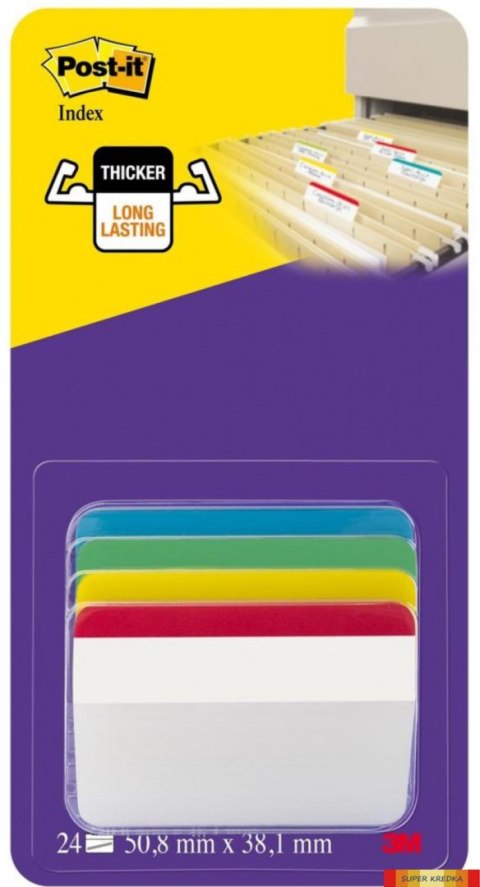 Zakł.ind.686-A1 4kol.50.8*38mm wygięte do szuflad 3M Post-it, 3M-70005227346 Post-It 3M