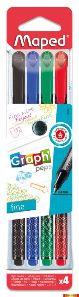 Cienkopis GRAPH PEPS DECO kolory basic 4 szt etui Maped 749020 (X) Maped