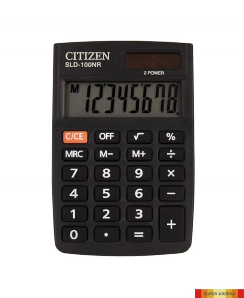 Kalkulator kieszonkowy CITIZEN SLD-100NR, 8-cyfrowy, 88x58mm, czarny CITIZEN