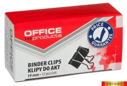 Klipy do dokumentów , 19mm, 12szt., czarne, typu OFFICE PRODUCTS 18091919-05 Office Products