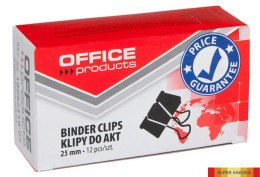 Klipy do dokumentów , 25mm, 12szt., czarne, typu OFFICE PRODUCTS 18092519-05 Office Products