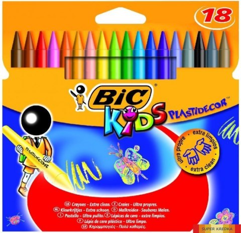 Kredki świecowe BIC Kids Plastidecor 18kol., 8297711 Bic