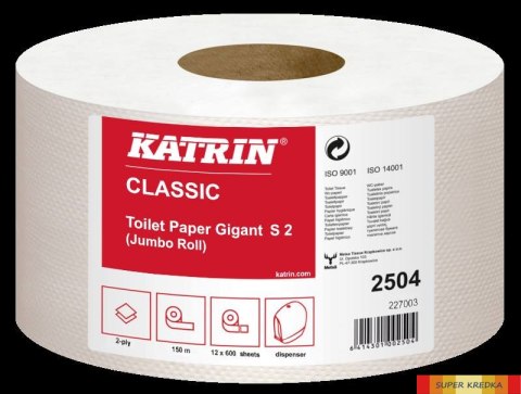 Papier toaletowy KATRIN CLASSIC Gigant S2 2504 150m 12rolek opakowanie Katrin