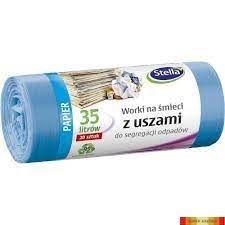 Worki do segegacji PAPIER niebieskie z uszami LDPE 35l (20szt.) STELLA 032211 Stella