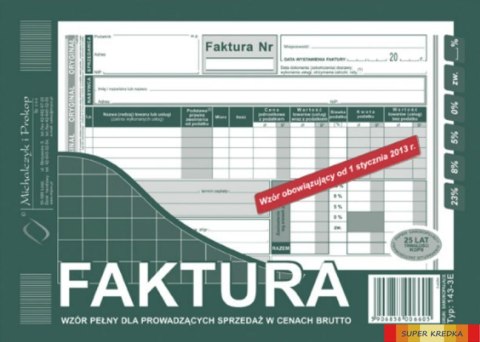 143-3E Faktura VAT MICHALCZYK&PROKOP A5 80 kartek Michalczyk i Prokop