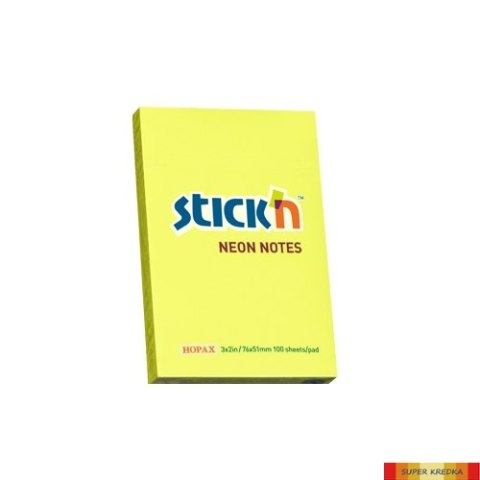 Bloczek STICKN 76x51mm żółty neon 100k 21132 StickN