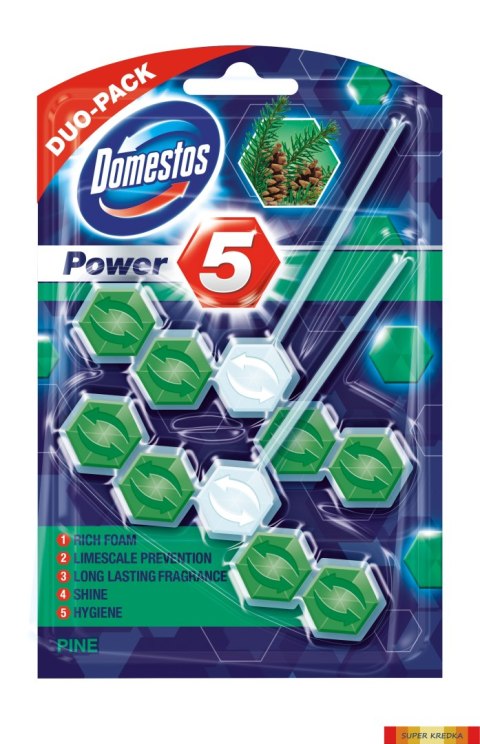 DOMESTOS Zawieszka do toalety POWER5 DUO PINE 7x2x55g 24325 Domestos