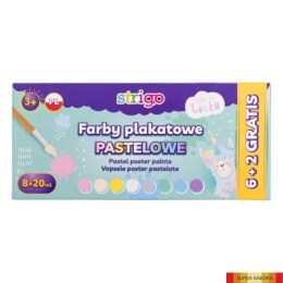 Farby plakatowe pastelowe LENKA 8 kolorów SSC147 Strigo