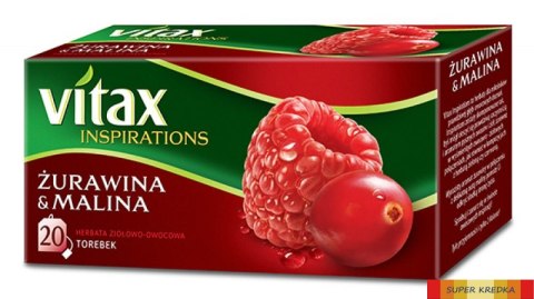 Herbata VITAX INSPIRATIONS Żurawina&Malina (20 saszetek) 40g zawieszka Vitax