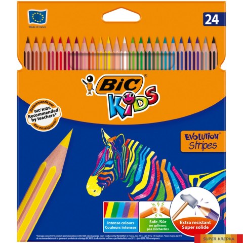 Kredki ołówkowe BIC Kids Eco Evolution Stripes 24kol., 950525 Bic