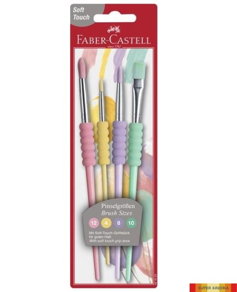 Pędzle szkolne kolor pastel 4 szt blister 481620 FC Faber-Castell