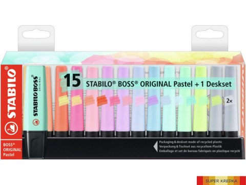 Zakreslacz STABILO BOSS Pastel podstawka 15 szt 7015-02-5 Stabilo