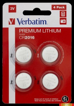 Baterie VERBATIM LITHIUM CR2016 3V BLISTER 4szt. 49531