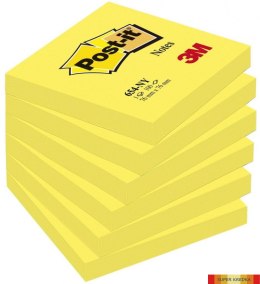 Bloczek samoprzylepny POST-IT_ (654NY), 76x76mm, 1x100 kart., jaskrawy żółty Post-It 3M